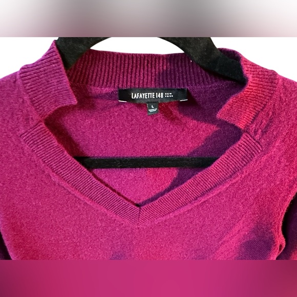 Lafayette 148 New York Deep Purple 100% Cashmere Sweater Size L - Picture 3 of 8